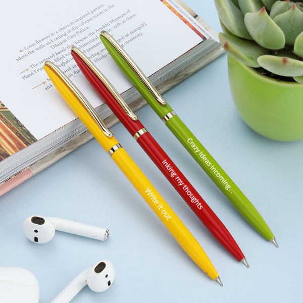 Set of Three Ball Pens with Quotes
