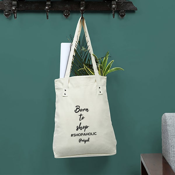 Shopaholic Personalized Canvas Shopping Bag