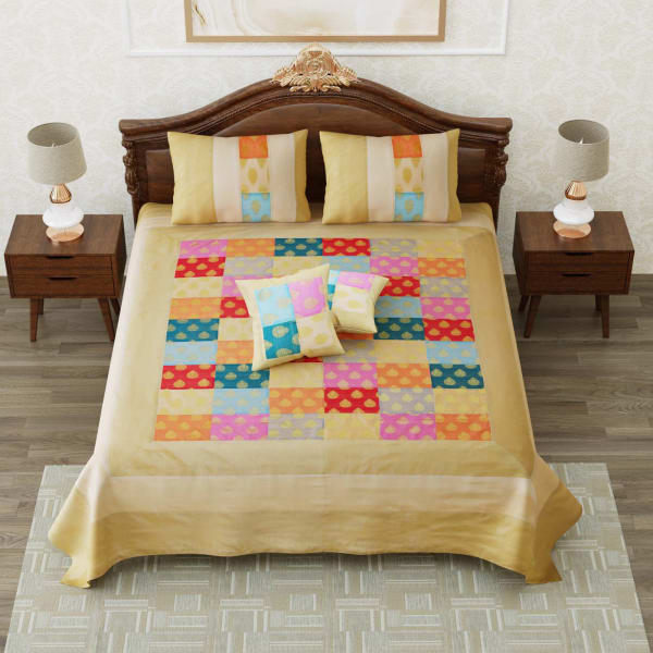 Silk Patchwork Bedcover - Multicolour (Set of 5)