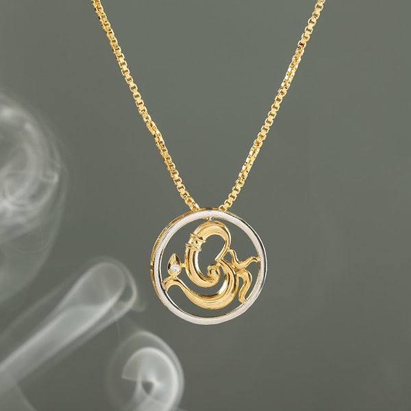 Silver and Gold Plated Om & Ganesha Pendant