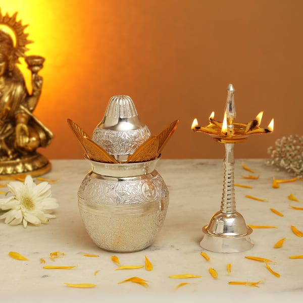 Silver & Gold Plated Kalash with Diya