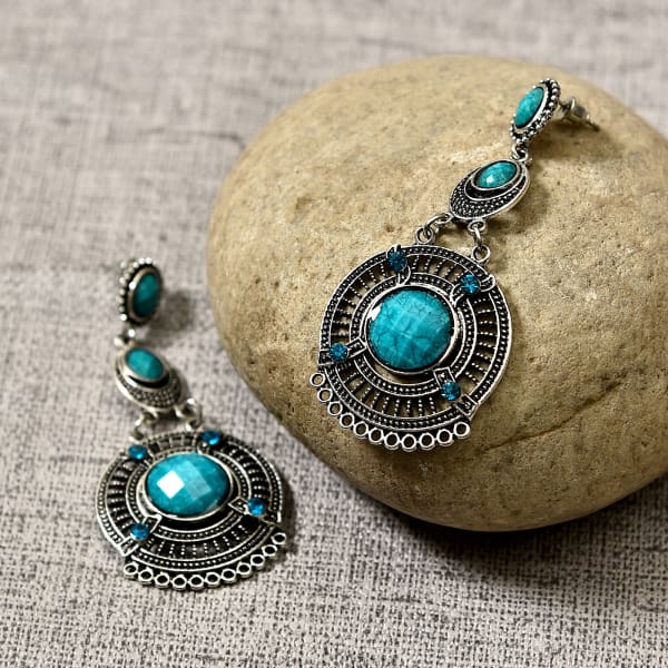 Zircon earring floral design with light blue and cz stones at 61000 by  Prashanti  Prashanti Sarees
