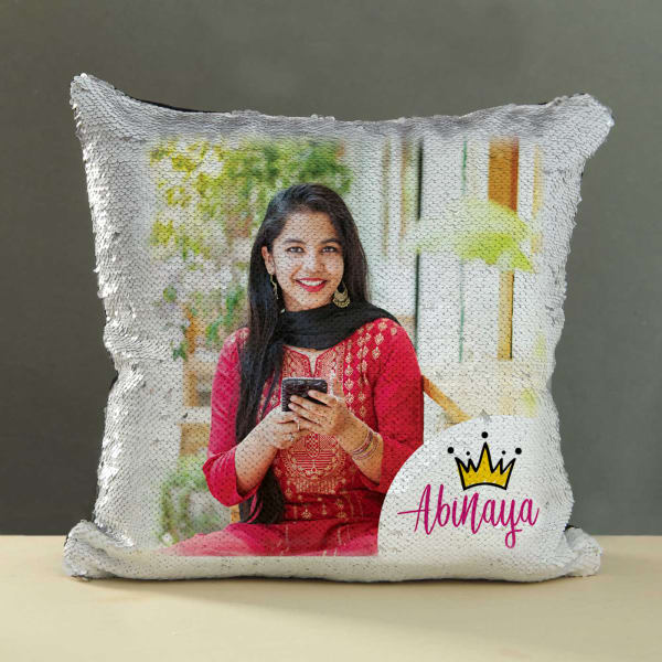 Silver Sequin Personalized Magic Pillow