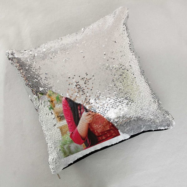 Silver Sequin Personalized Magic Pillow Gift/Send Home and Living