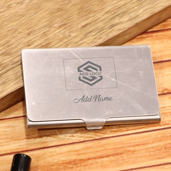 Silver Visiting Card Holder - Customized with Logo and Name