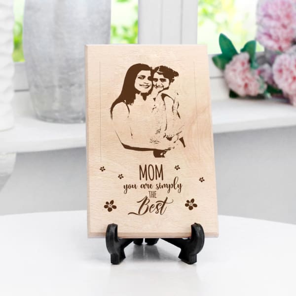 Simply the Best Mom Personalized Wooden Plaque (Small)