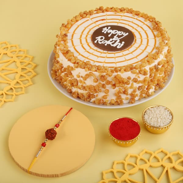 Single Rakhi with Butterscotch Cake