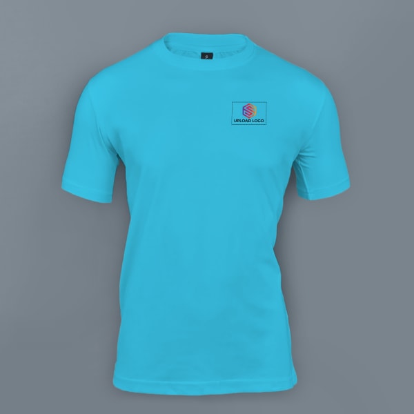 Skinta Round Neck T-shirt for Men (Aqua Blue)