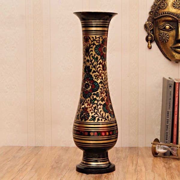 Sleek Beauty Handmade Brass Flower Vase 14 Inch Gift Send Home