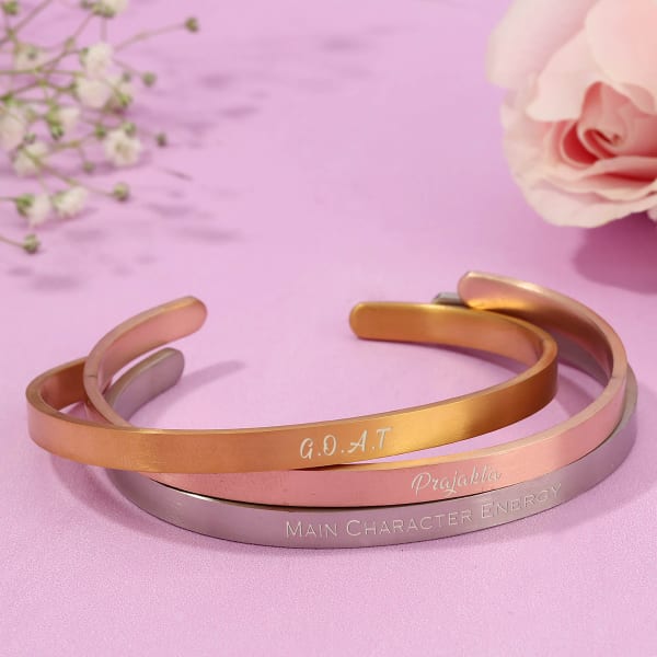 Sleek Personalized Women's Cuff Bracelets (set of 3)