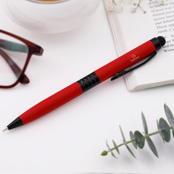 Sleek Scarlet Ballpoint Pen - Personalized