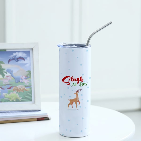 Sleigh All Day Personalized Stainless Steel Tumbler With Straw
