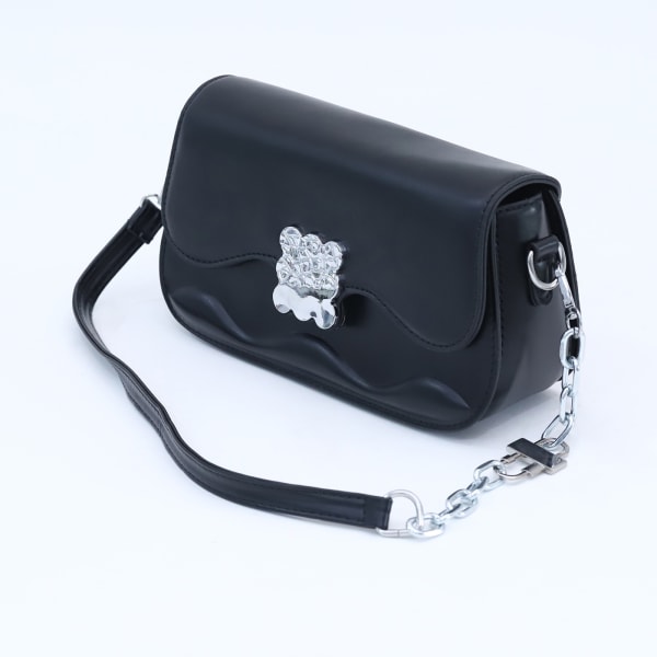Sling Bag With Croco Lock - Midnight Black