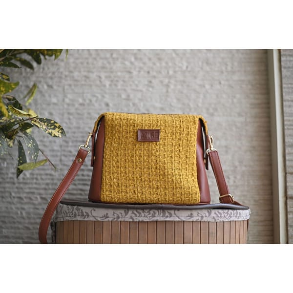 Yellow - Handcrafted Quilted Sling Bag 09 main image 0