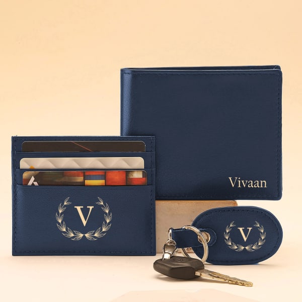 Smart Leather Wallet Personalized Combo For Men - Blue