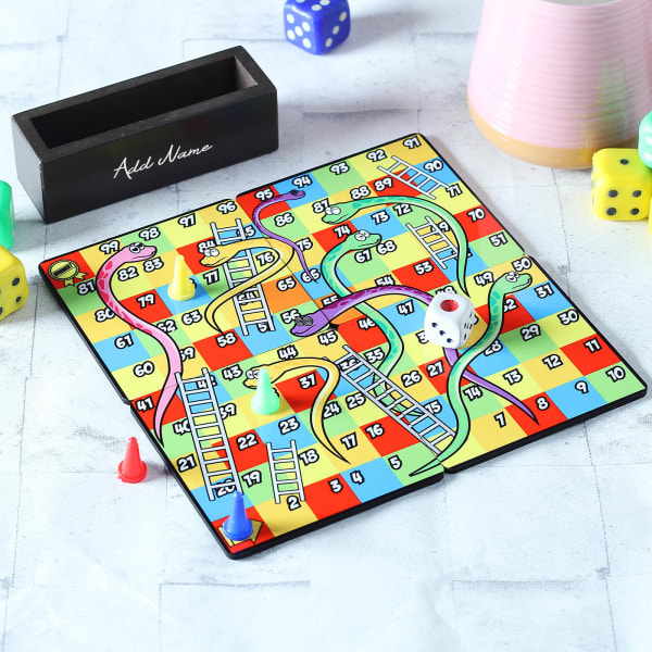 Snakes & Ladders Game Board Coasters with Accessories & Personalized Holder