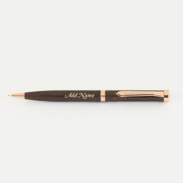 Sophisticated Black & Rose Gold Metal Ball Pen - Customized with Name