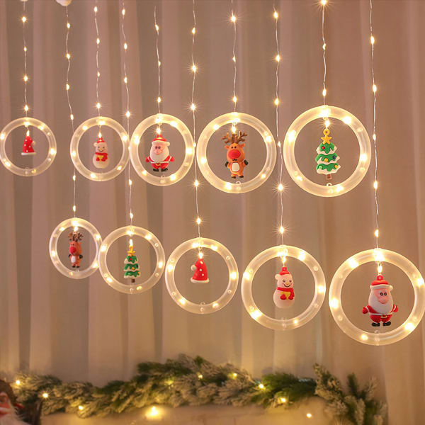 Sparkling Christmas Ring Curtain Lights