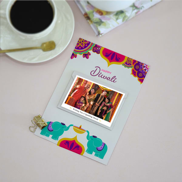 Sparkling Diwali Personalized Greeting Card With Envelope