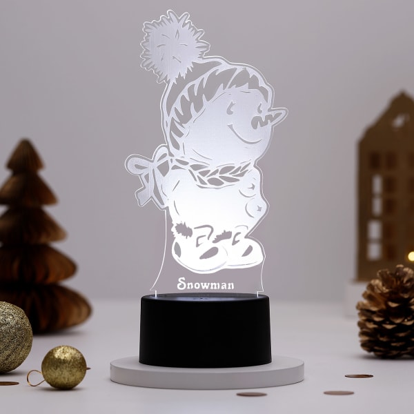 Sparkling Snowman Black Base LED Lamp