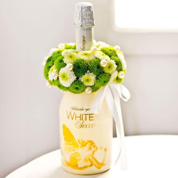 Sparkling Wine Decorated with Flowers