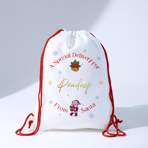 Special Delivery From Santa Personalized Drawstring Bag