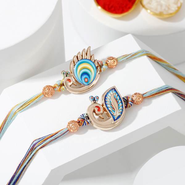 Special Vibrant Peacock Rakhi - Set Of 2