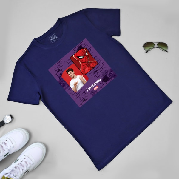 Spider-Man Love Personalized Cotton Tee Navy Blue