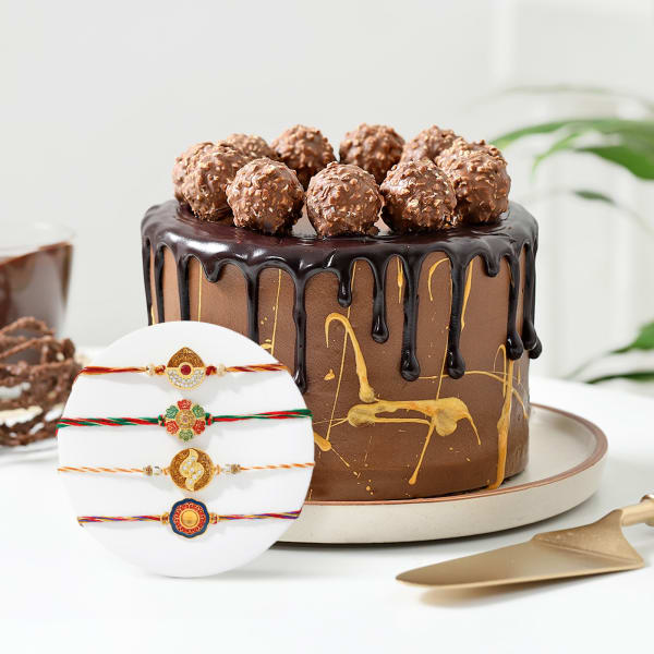 Splendid Rakhis And Luscious Chocolate Cake Combo