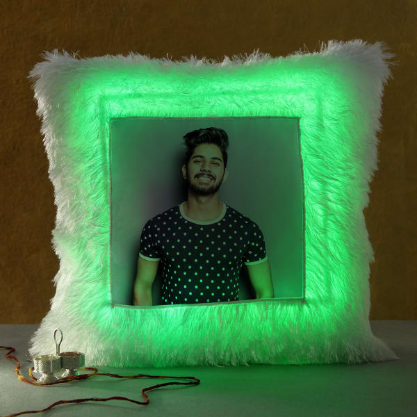 Square Shaped Personalized LED Cushion with Tikka & Moli