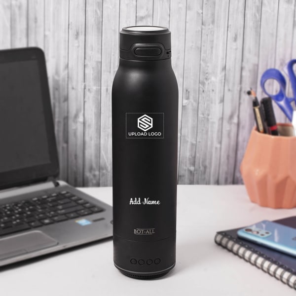Stainless Steel Smart Cap Bottle With Bluetooth Speaker - Customized With Name And Logo