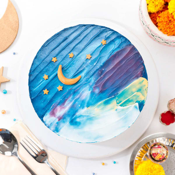 Starry Delight Karwa Chauth Cake(Half Kg)