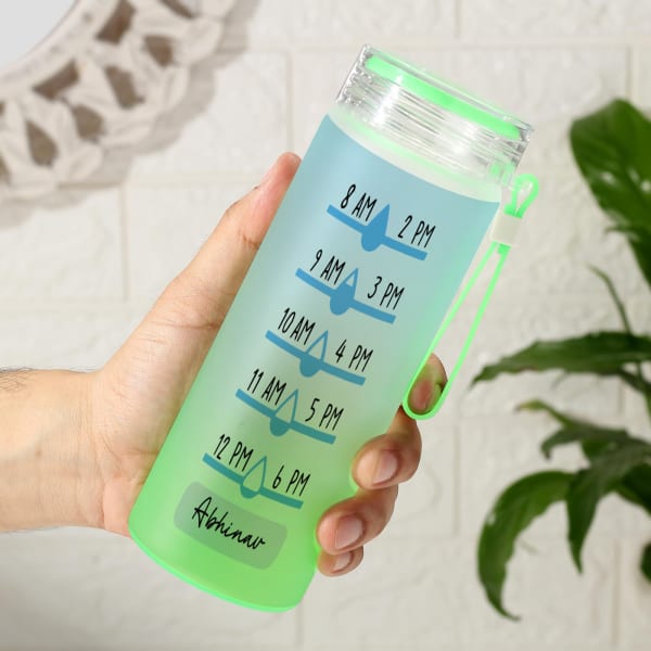 Stay Hydrated - Frosted Glass Bottle - Personalized - Green