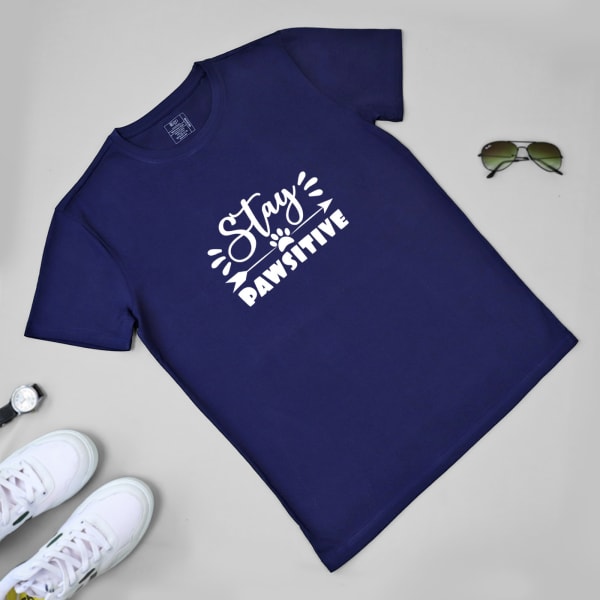 Stay Pawsitive Men's T-shirt  - Navy