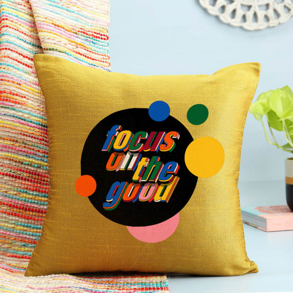 Stay Positive Golden Yellow Cushion Cover