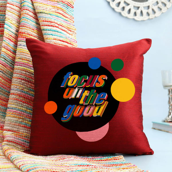 Stay Positive Maroon Cushion Cover