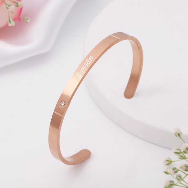 Stellar Glam Personalized Women's Cuff Bracelet - Rose Gold