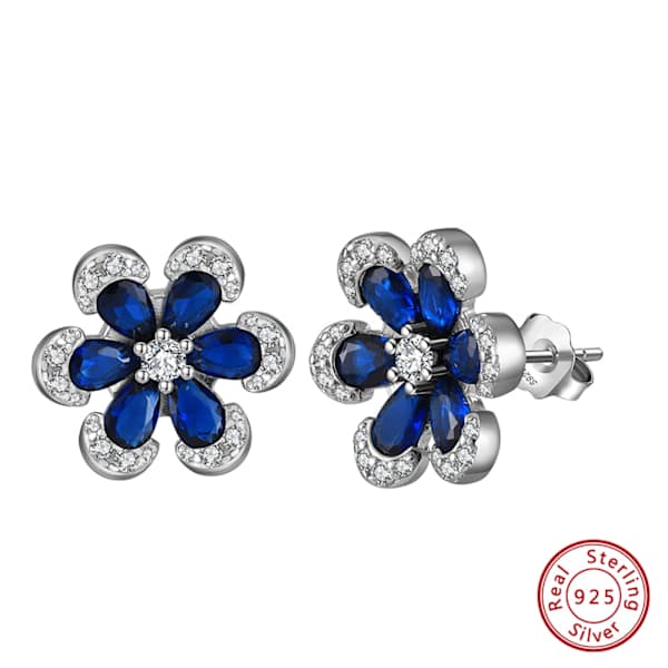 Sterling Silver Blue Sapphire Earrings