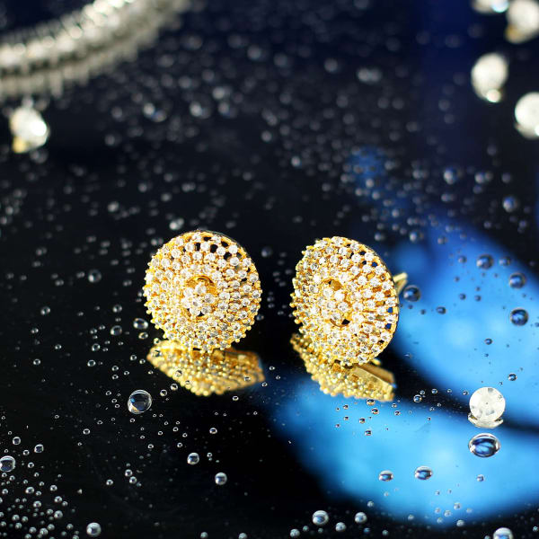 Stone Studded Earrings in Gold Finish
