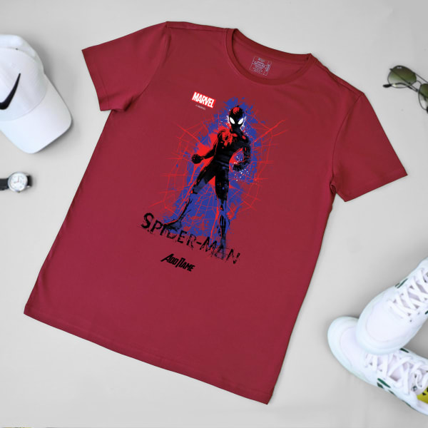 Suave Spiderman Personalized Tee For Men Maroon