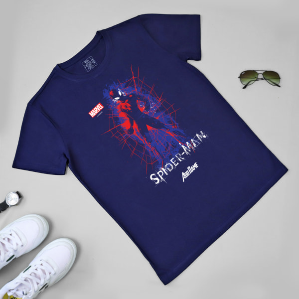 Suave Spiderman Personalized Tee For Men Navy Blue