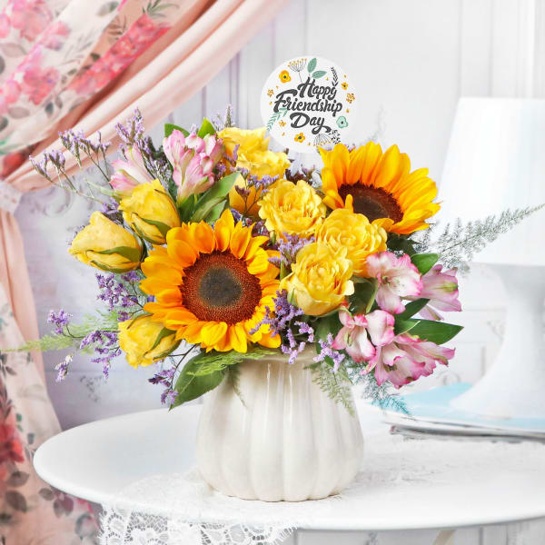 Sunshine And Roses Friendship Day Arrangement