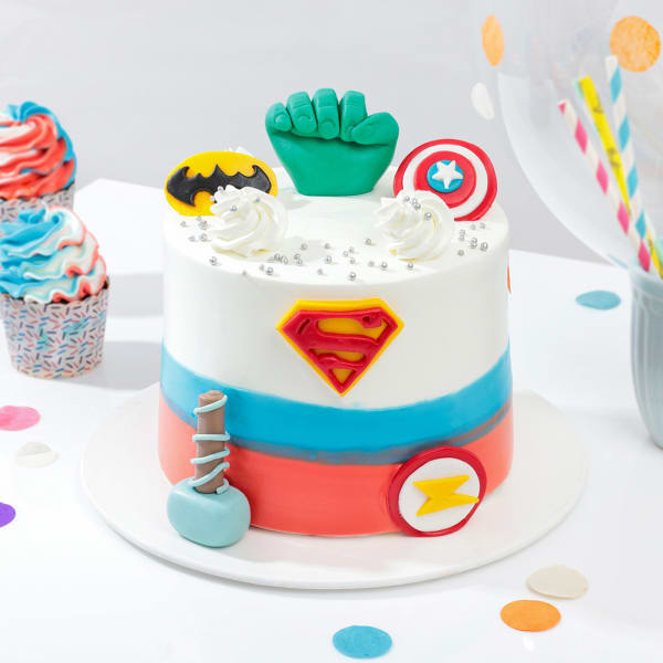 Superhero Themed SemiFondant Cake 1 kg