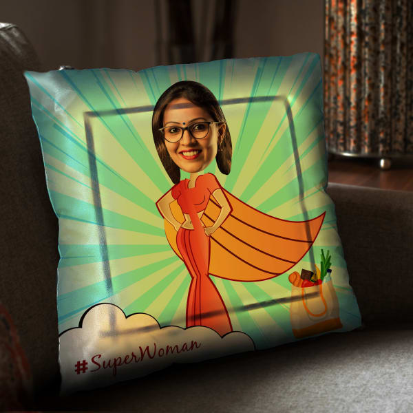 SuperWomen Pesonalized Satin Cushion For Your Mom
