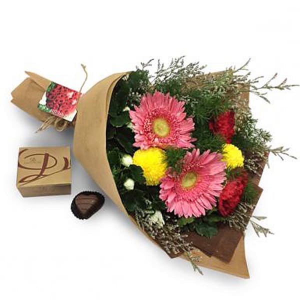 Sweet Merry Gerby - Gerberas Flowers Posy with Decadence Chocolates