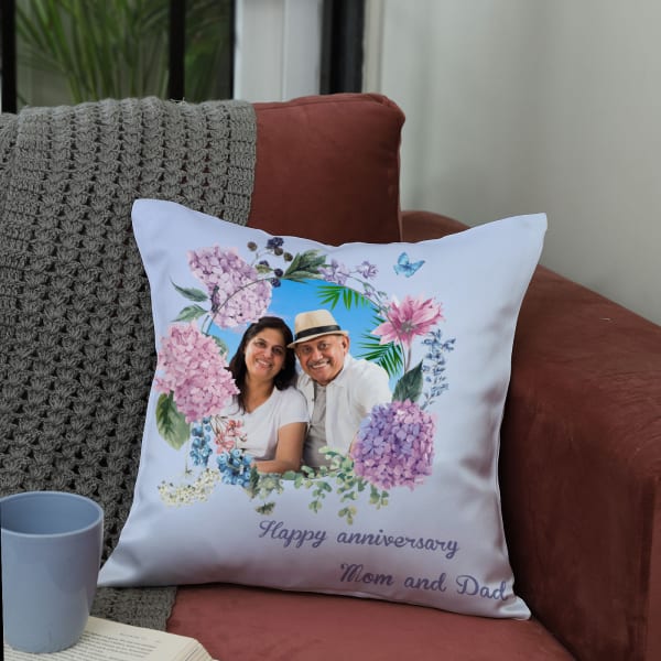 Sweet Personalized Anniversary Cushion for Mom & Dad