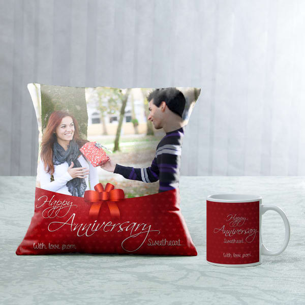 Sweetheart Personalized Anniversary Cushion & Mug