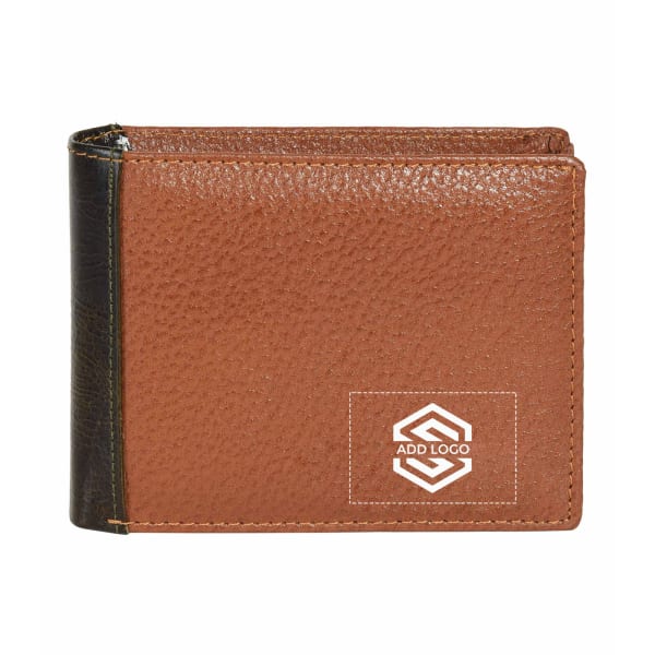 Tan Green Italian Crunch Leather Men's Wallet - Customizable with Logo