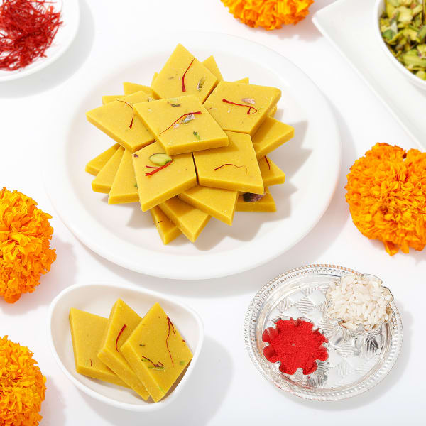 Tasty Kesar Kaju Katli Bhai Dooj Combo