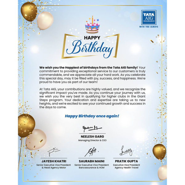 TATA AIG Greeting Card